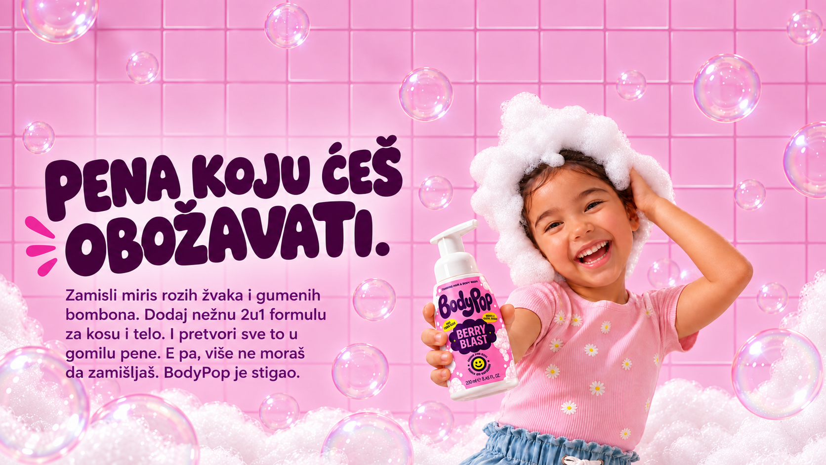 BodyPop Berry Blast pena za kosu i telo